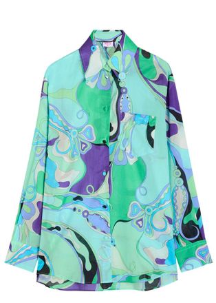 Pucci Orchidee Printed Semi-sheer Cotton Shirt - Multi Print - 44 (UK12 / M)