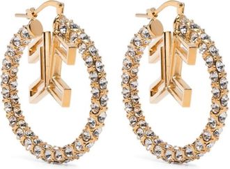 Elisabetta Franchi Golden Crystal Hoop Earrings