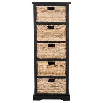 Safavieh Mesa de almacenamiento de madera de pino en color, negro