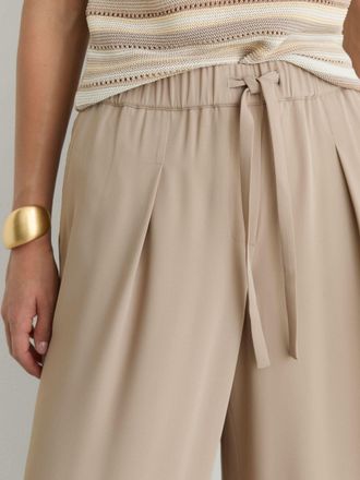Reiss Neutral Petite Drawstring Wide-leg Trousers, 12