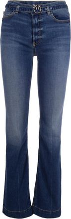 Pinko Light Blue Flared High Rise Jeans