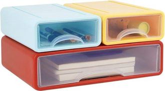 No Brand Juego De 3 Cajones Apilables Multicolores Para Almacenamiento De Escritorio, Ideales Para Documentos De Oficina Y Hogar