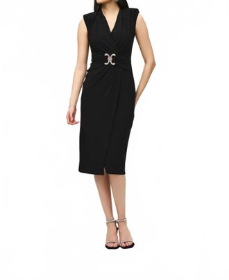Joseph Ribkoff Sleeveless Wrap Dress In Black