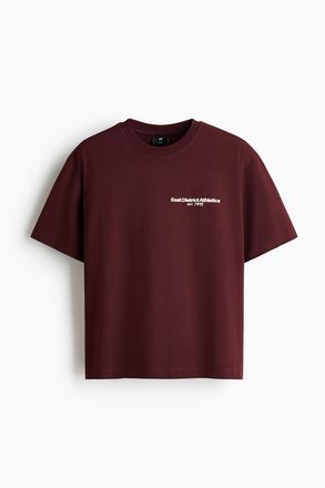 H&M Bedrucktes T-Shirt in Loose Fit - Weinrot/Athletics