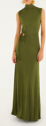 Farm Rio High Neck Cutout Maxi Dress in Dark Green at Nordstrom, Size Xx-Small
