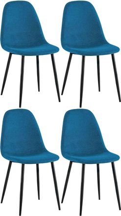Clp Conjunto De 4 Sillas De Comedor Napier Azul Tela