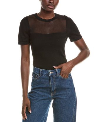 Oscar De La Renta Knit Sheer Top