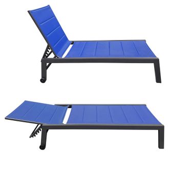 Happy Garden Happy Garden - Tumbona Barbados De Textileno Azul Oscuro Aluminio Antracita