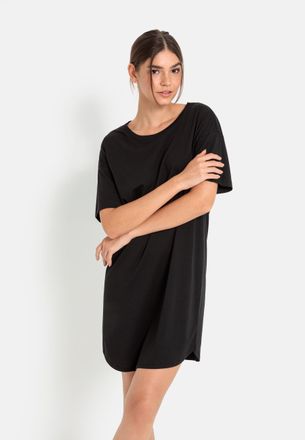 Lascana Shirtkleid LSCN BY LASCANA, Damen, Gr. 32/34, N-Gr, schwarz, Single Jersey, Obermaterial: 50% Baumwolle, 50% Viskose, bedruckt, unifarben, loose fit k