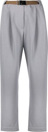 Brunello Cucinelli belted straight-leg trousers - women - Cotton/Polyamide/Spandex/Elastane/Polyester/Acetate/Cupro - 44 - Grey