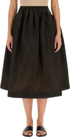 Miu Miu Brown Solid Calf Length Skirt