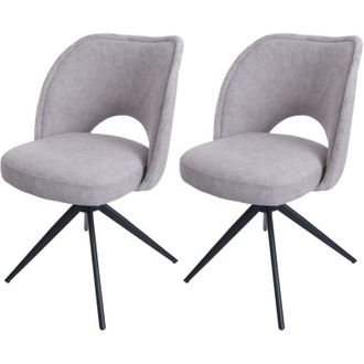 Hhg Non utilizzato] Set 2 sedie sala pranzo cucina HHG 597, girevole posizionamento automatico, stoffa/tessuto (420g/m&sup2;), grigio chiaro
