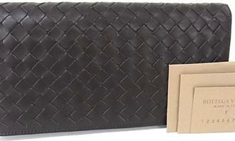 Bottega Veneta Intrecciato Brown Intrecciato Long Wallet (Bi-Fold) (Pre-Owned)