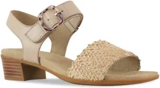 Munro Leeland Ankle Strap Sandal - Multiple Widths Available in Cream Raffia/Leather at Nordstrom, Size 10.5