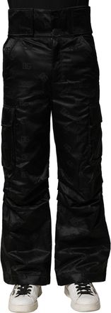 Dolce & Gabbana Black Nylon DG Logo Straight Mens Pants (Pre-Owned)