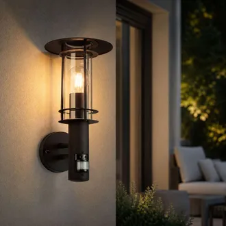 Eglo Lampada Da Parete, Lampada Da Esterno, Sensore Di Movimento, Nero, Acciaio Inossidabile, H 36 Cm