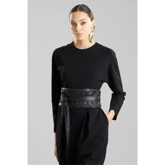 Natori Leticia - Emb. Faux Leather Obi Belt in Black at Nordstrom