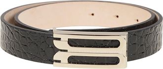 Victoria Beckham Dorian Frame Textured Calf Leather Geometric Buckle Belt