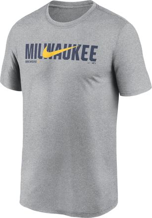 Nike Milwaukee Brewers Swoosh Legend Nike Mens Dri-FIT MLB T-Shirt in Grey | NKGK06GMZB-RSQ