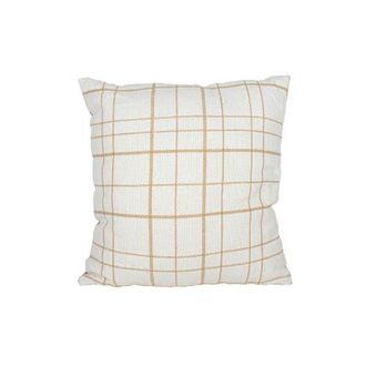 Foreside Home And Garden Handwoven Modern Plaid Pillow, 18 x 18 Tan Cotton With Polyester Fill in Beige at Nordstrom, Size Medium