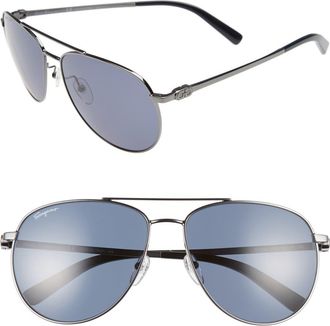Ferragamo Salvatore Ferragamo Gancio 60mm Aviator Sunglasses in Dark Gunmetal at Nordstrom