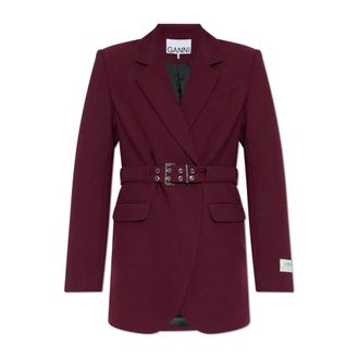 Ganni Blazers, female, Red, Size: 2XS Blazer with belt