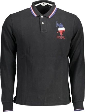 U.S.Polo Association Polo Shirt met Lange Mouwen - Heren - Polos - Zwart - 2XL - Katoen - Tops