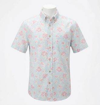 Faherty Short Sleeve Breeze Shirt In Clear Waters Blossom