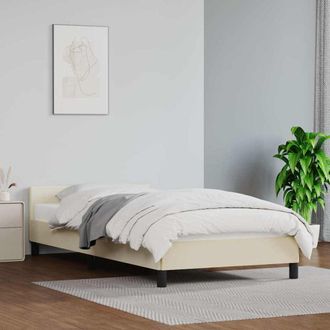 vidaXL Estructura De Cama Con Cabecero Sin Colch&oacute;n Crema 90x190 Cm Vidaxl
