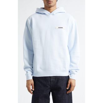 Jacquemus Le Hoodie Gros Grain Cotton Hoodie in Light Blue 2 at Nordstrom, Size Xx-Large