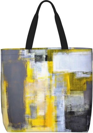 Generic Women Handbag Yellow And Grey Abstract Art Painting Womens Tote Bag Fashion Retro Ladies Purse, For Graduation, Daily, Swim, Birthday, Holiday