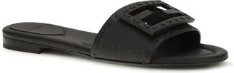 Fendi Womens Black Calf Leather Bos Taurus Flat Sandals