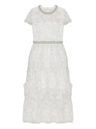 Self Portrait crystal-embellished dress - women - Polyamide - 10 - White