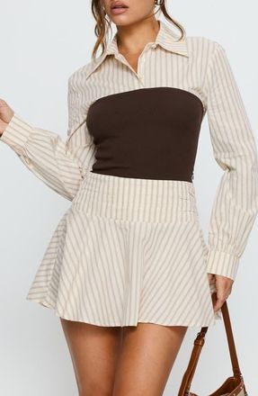 Princess Polly Belva Layered Corset Minidress in Brown Stripe at Nordstrom, Size 12