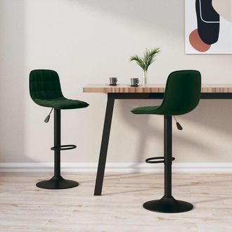 vidaXL Taburetes De Cocina 2 Unidades Terciopelo Verde Oscuro Vidaxl