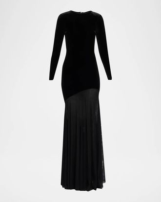 La Petite Robe Di Chiara Boni Janina Velvet A-Line Gown