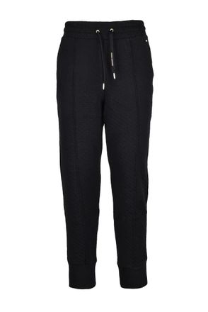 A|X Armani Exchange Cropped Black Trousers with Quilted Texture and Adjustable Fit