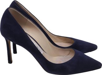 Jimmy Choo London Romy Pumps in Navy Blue Suede