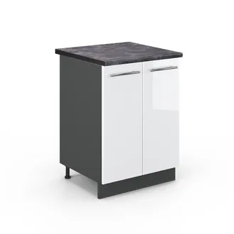 Vicco Mueble Bajo De Cocina Fame-line, Blanco Alto Brillo, 60 Cm, Et Antracita Vicco