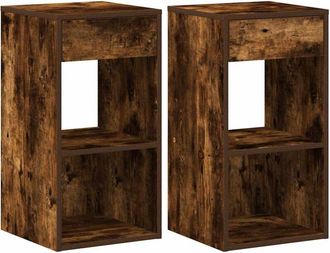 vidaXL Vidaxl - Mesillas de noche con cajón 2 uds roble ahumado 35x34x66,5 cm