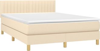 vidaXL Vidaxl - Cama Box Spring Colch&oacute;n Y Luces Led Tela Crema 140x190 Cm