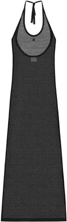 Courrèges Long Black Perforated Cotton Dress