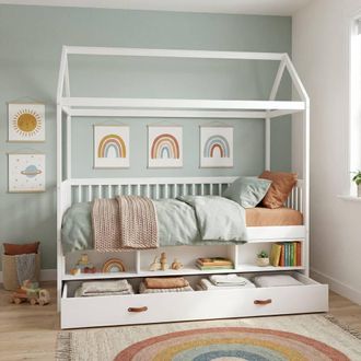 N&ouml;a & Nani Lottie Bo Peep House Day Bed with Pull-Out Trundle in Classic White | Size: Single