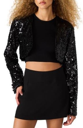 Steve Madden Amandaline Crop Sequin Jacket in Black at Nordstrom Rack, Size X-Small