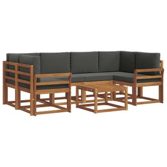 vidaXL Conjunto De Sof&aacute;s De Exterior 7 Pcs Natural Y Antracita Vidaxl