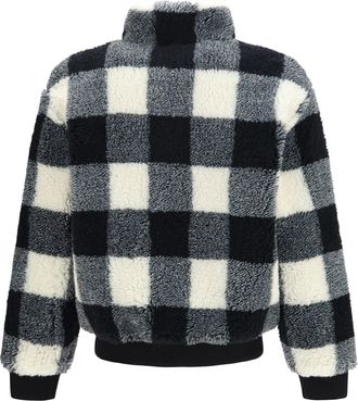 Givenchy Mens Checked Wool-Blend Teddy Jacket Black-White Black/white