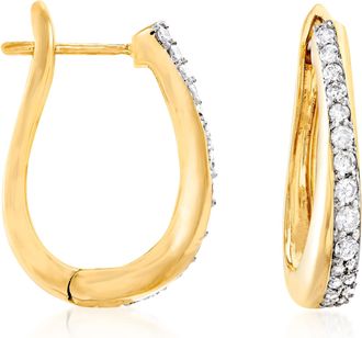Ross-Simons Diamond Hoop Earrings in 18kt Gold Over Sterling