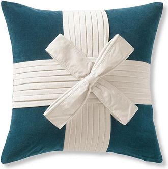Frontgate Noel Bow Velvet Pillow Cover - Teal, Individual - Frontgate