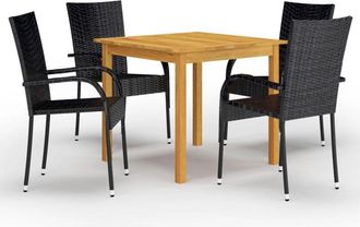 vidaXL Vidaxl - 5 Piece Garden Dining Set Black