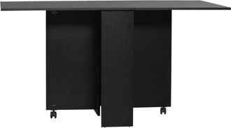 HOMCOM Folding Dining Table - Drop Leaf Table for Small Spaces with 2-tier Shelves - Small Kitchen Table with Rolling Casters - Black | TJ Hughes Nat